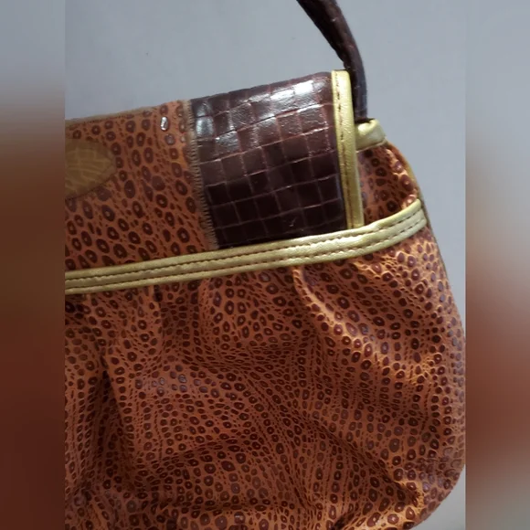 Alentino NAS Bag**Imitation Frog Skin**Unique  Patchwork**Vintage 1980's**6A - Picture 7 of 8